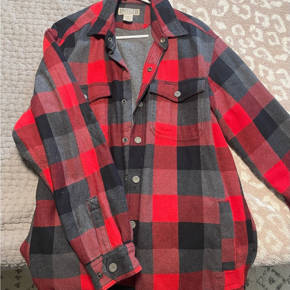 Duluth Trading Co Red and Gray Plaid Jacket